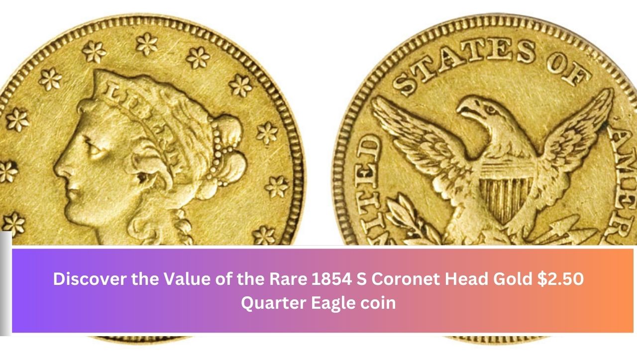 1854 S Coronet Head Gold $2.50 Quarter Eagle coin