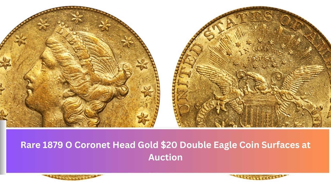 Rare 1879 O Coronet Head Gold $20 Double Eagle Coin Surfaces at Auction